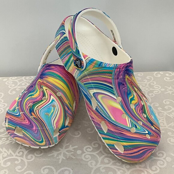 Tie-Dye Crocs W10 M 8 #206868 Slip-On Clogs - Picture 1 of 7